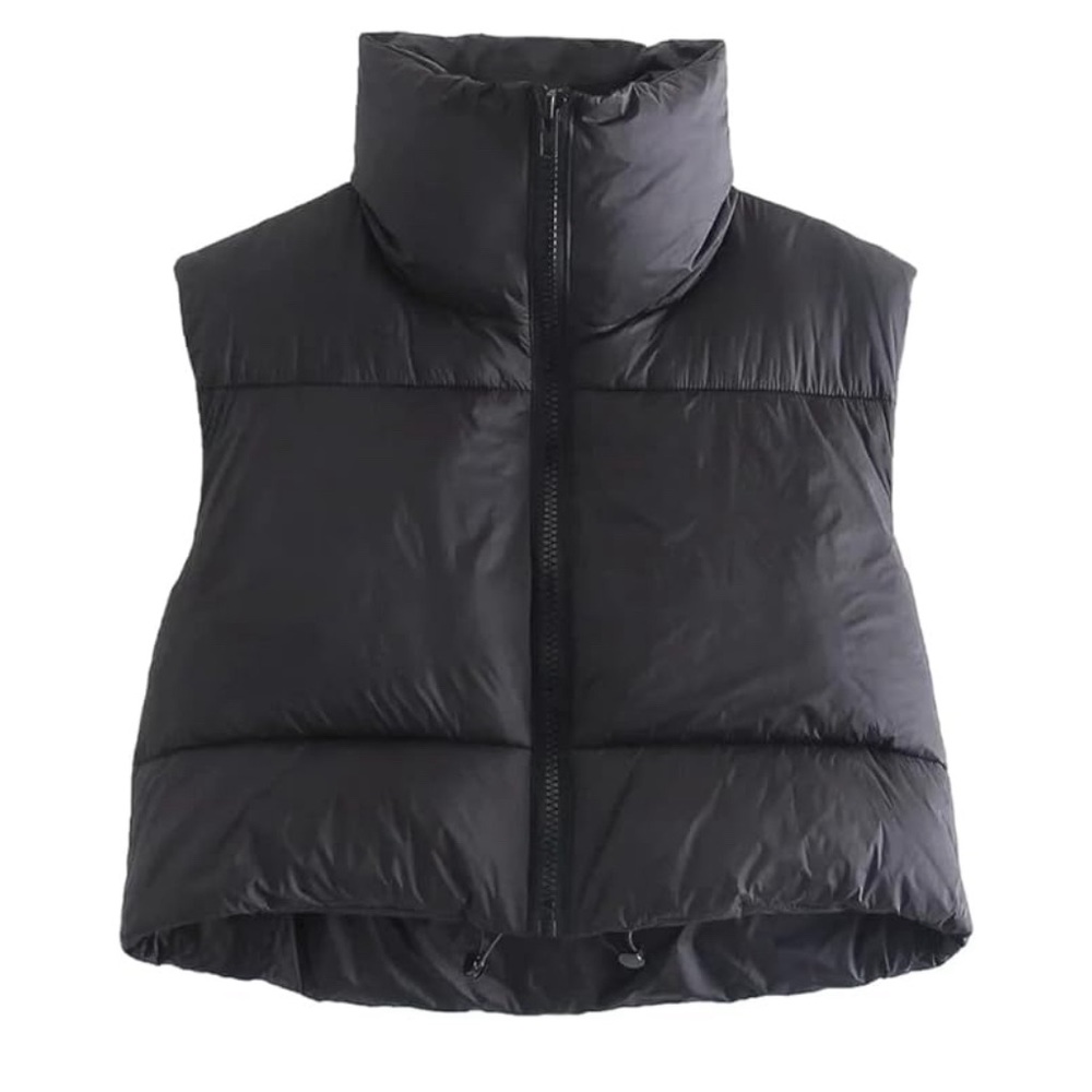 Women’s cropped black puffer vest
